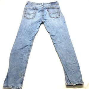 THRASHED Levi's 511 Slim Fit Skinny Jeans Mens 36x32 Pickles Light Wash Denim